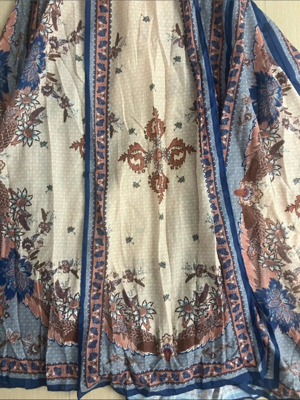 Zimmermann Cream Maxi Dress with Blue & Brown Paisley Border - Picture 4 of 8